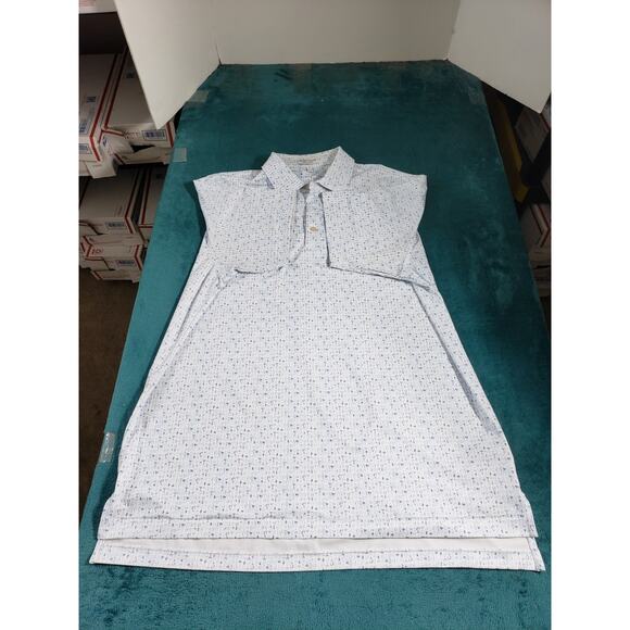 Peter Millar Polo Shirt Size Large Mens Blue Performance Golf Logo Drink - Picture 5 of 8